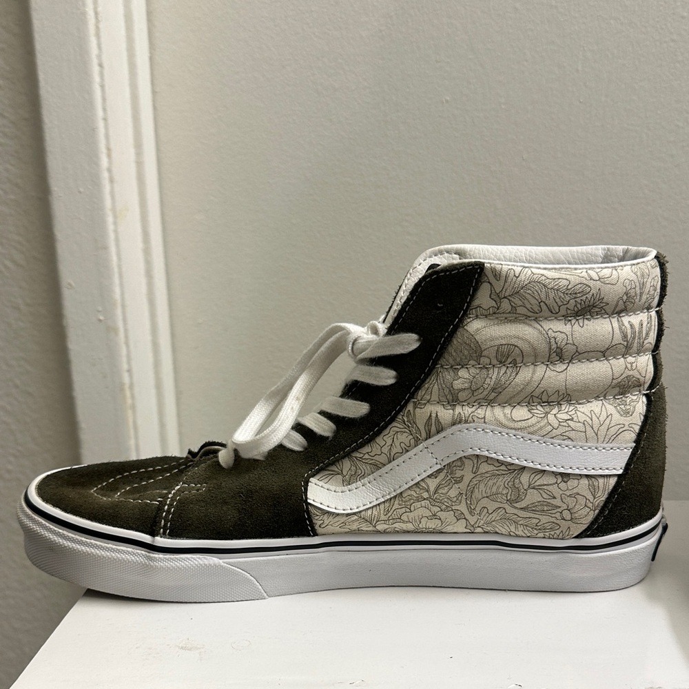 Vans Olive and White High-Top Sneakers